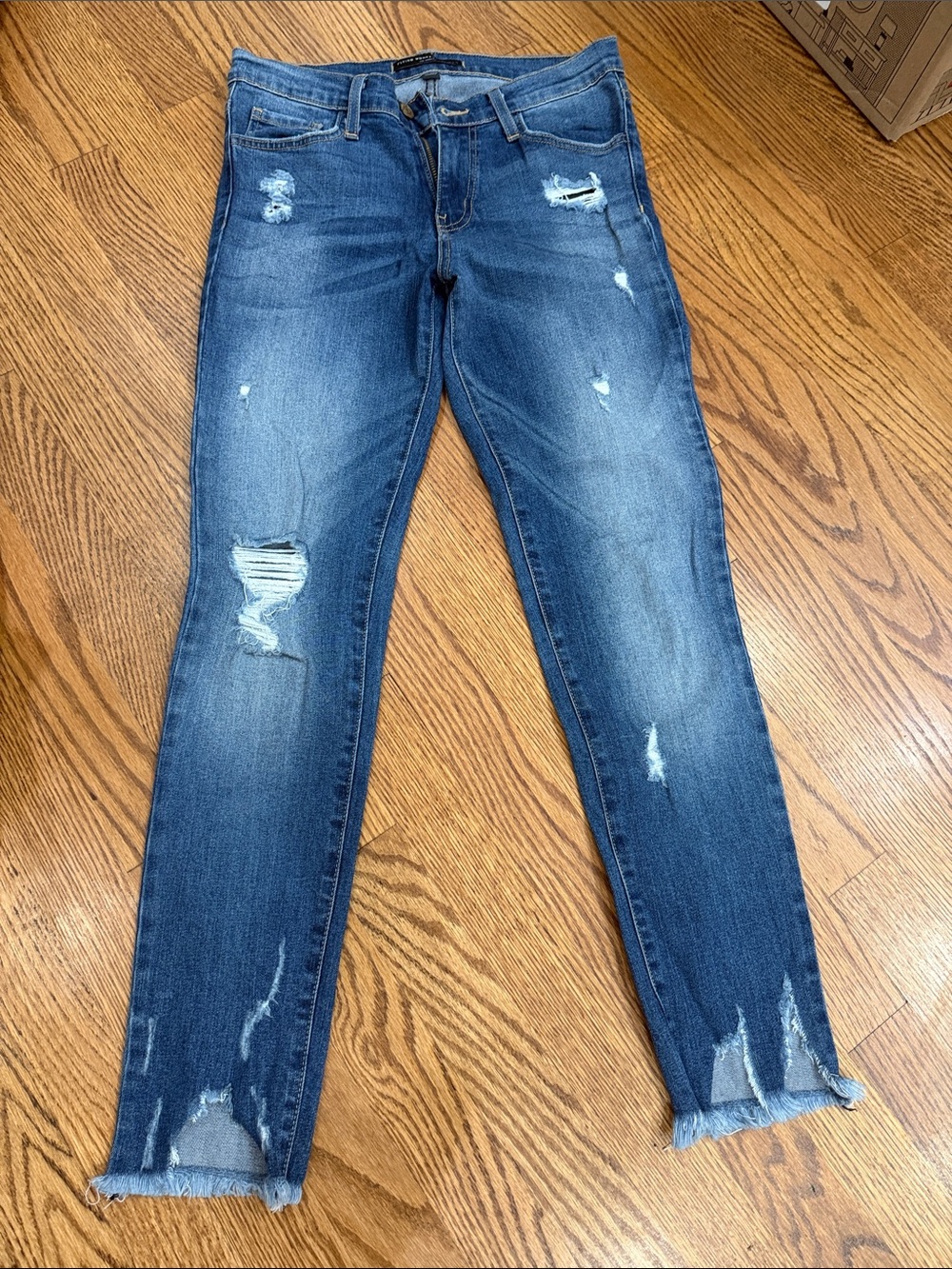 Flying Monkey Women's Distressed Slim Fit Jeans - Dark Blue